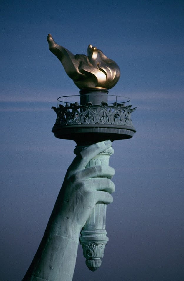 statue of liberty, flame, torch